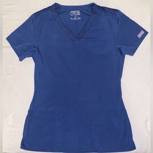 Cherokee Workwear Ribbed Navy Blue Scrub Set